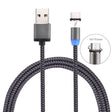 360 Degree Rotation 1m Weave Style USB-C / Type-C to USB 2.0 Strong Magnetic Charger Cable with LED Indicator(Grey) - Charging Cable & Head by PMC TechLife | Online Shopping South Africa | PMC TechLife