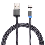 360 Degree Rotation 1m Weave Style USB-C / Type-C to USB 2.0 Strong Magnetic Charger Cable with LED Indicator(Grey)