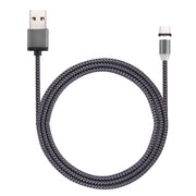 360 Degree Rotation 1m Weave Style USB-C / Type-C to USB 2.0 Strong Magnetic Charger Cable with LED Indicator(Grey)