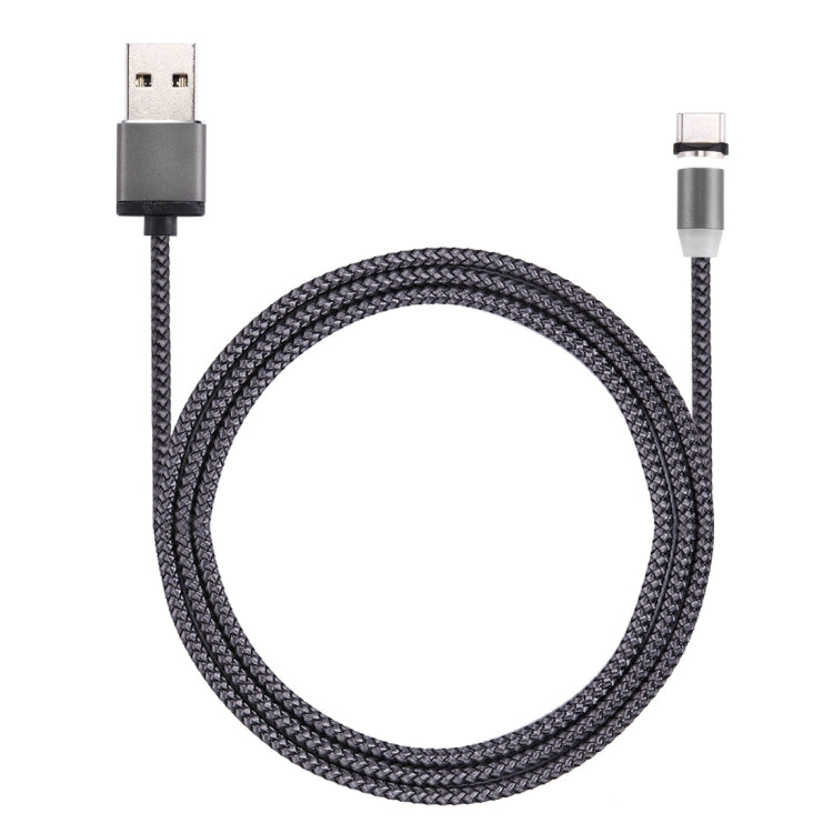 360 Degree Rotation 1m Weave Style USB-C / Type-C to USB 2.0 Strong Magnetic Charger Cable with LED Indicator(Grey)
