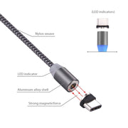 360 Degree Rotation 1m Weave Style USB-C / Type-C to USB 2.0 Strong Magnetic Charger Cable with LED Indicator(Grey)