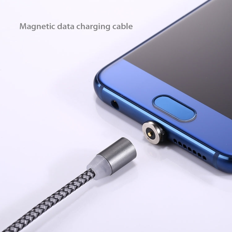 360 Degree Rotation 1m Weave Style USB-C / Type-C to USB 2.0 Strong Magnetic Charger Cable with LED Indicator(Grey)