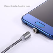 360 Degree Rotation 1m Weave Style USB-C / Type-C to USB 2.0 Strong Magnetic Charger Cable with LED Indicator(Grey)