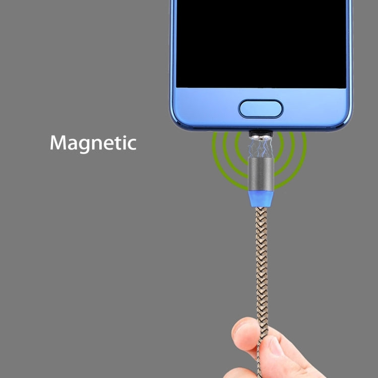 360 Degree Rotation 1m Weave Style USB-C / Type-C to USB 2.0 Strong Magnetic Charger Cable with LED Indicator(Gold)