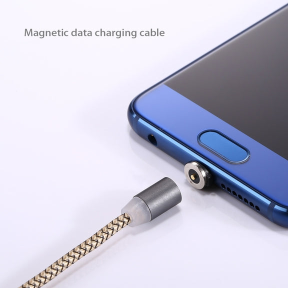 360 Degree Rotation 1m Weave Style USB-C / Type-C to USB 2.0 Strong Magnetic Charger Cable with LED Indicator(Gold)