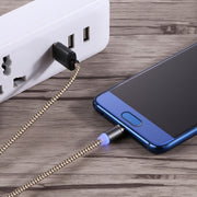 360 Degree Rotation 1m Weave Style USB-C / Type-C to USB 2.0 Strong Magnetic Charger Cable with LED Indicator(Gold)