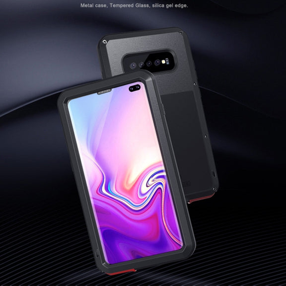LOVE MEI Powerful Dustproof Shockproof Splashproof Metal + Silicone Combination Case for Galaxy S10+ (White)