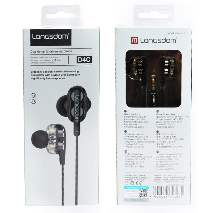 Langsdom Double Moving Coil with Wheat Headset(Black)