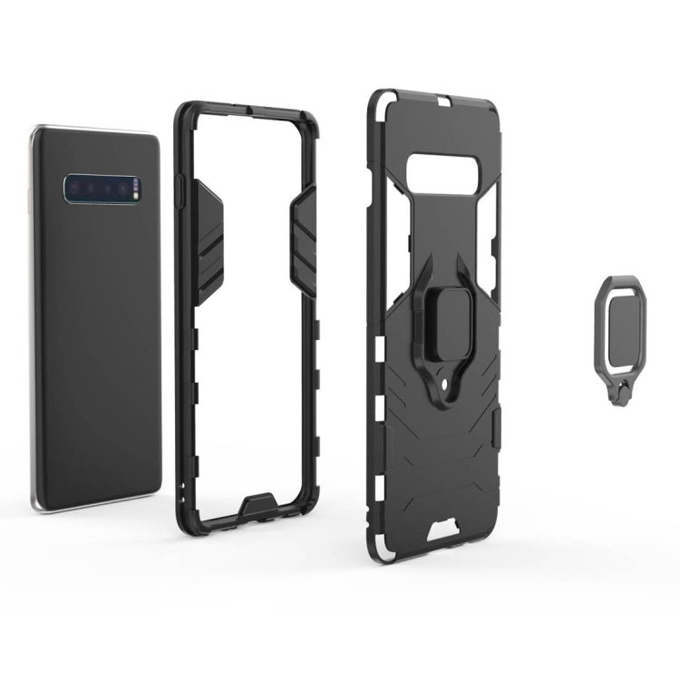 PC + TPU Shockproof Protective Case for Samsung Galaxy S10 Plus, with Magnetic Ring Holder(Black)