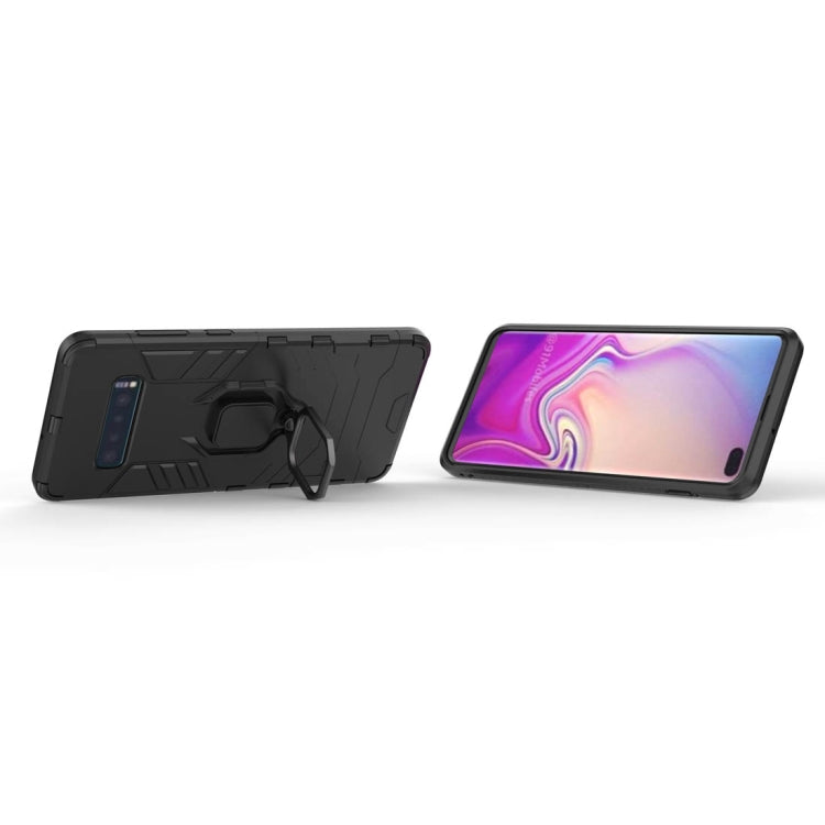 PC + TPU Shockproof Protective Case for Samsung Galaxy S10 Plus, with Magnetic Ring Holder(Black)