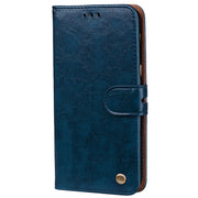 For Samsung Galaxy A5 (2017) Business Style Oil Wax Texture Horizontal Flip Leather Case with Holder & Card Slots & Wallet(Blue)