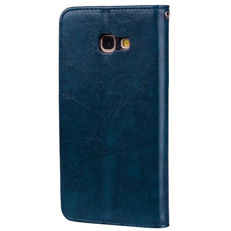 For Samsung Galaxy A5 (2017) Business Style Oil Wax Texture Horizontal Flip Leather Case with Holder & Card Slots & Wallet(Blue)