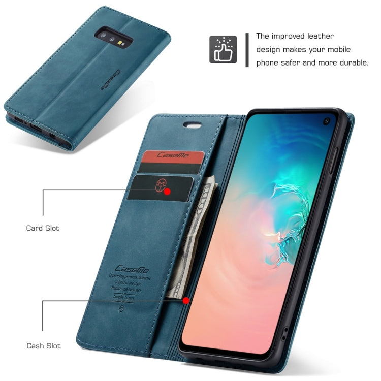 CaseMe-013 Multifunctional Retro Frosted Horizontal Flip Leather Case for Galaxy S10 E, with Card Slot & Holder & Wallet (Blue)