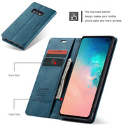 CaseMe-013 Multifunctional Retro Frosted Horizontal Flip Leather Case for Galaxy S10 E, with Card Slot & Holder & Wallet (Blue)