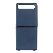 For Galaxy Z Flip Two-color Cow Leather Texture Folding Protective Case(Blue)