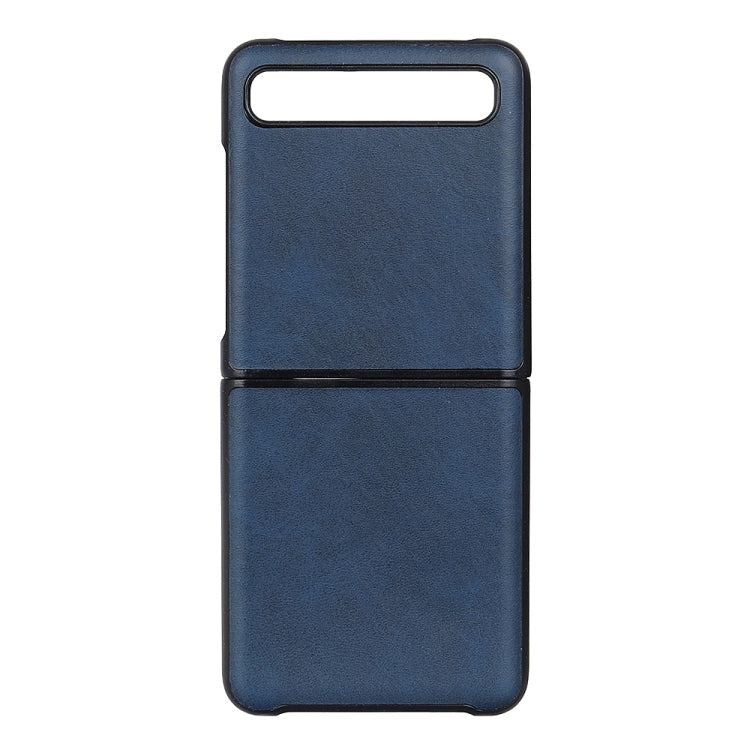 For Galaxy Z Flip Two-color Cow Leather Texture Folding Protective Case(Blue)