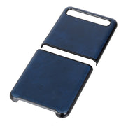 For Galaxy Z Flip Two-color Cow Leather Texture Folding Protective Case(Blue)