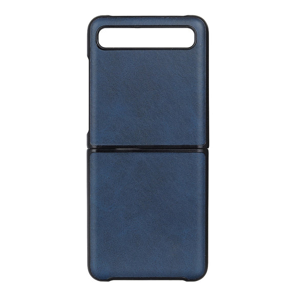 For Galaxy Z Flip Two-color Cow Leather Texture Folding Protective Case(Blue)