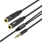 2 in 1 3.5mm Male to Double 3.5mm Female TPE High-elastic Audio Cable Splitter, Cable Length: 32cm(Black)