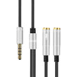 2 in 1 3.5mm Male to Double 3.5mm Female TPE High-elastic Audio Cable Splitter, Cable Length: 32cm(Silver) - Cable & Splitter by PMC TechLife | Online Shopping South Africa | PMC TechLife