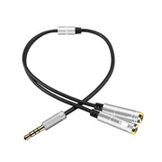 2 in 1 3.5mm Male to Double 3.5mm Female TPE High-elastic Audio Cable Splitter, Cable Length: 32cm(Silver)