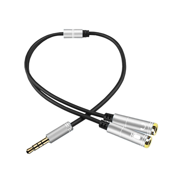 2 in 1 3.5mm Male to Double 3.5mm Female TPE High-elastic Audio Cable Splitter, Cable Length: 32cm(Silver)
