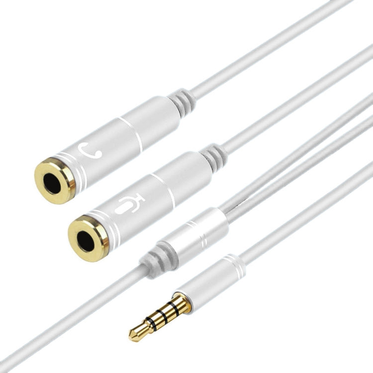 2 in 1 3.5mm Male to Double 3.5mm Female TPE High-elastic Audio Cable Splitter, Cable Length: 32cm(Silver)