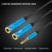 2 in 1 3.5mm Male to Double 3.5mm Female TPE High-elastic Audio Cable Splitter, Cable Length: 32cm(Silver)