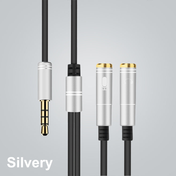 2 in 1 3.5mm Male to Double 3.5mm Female TPE High-elastic Audio Cable Splitter, Cable Length: 32cm(Silver)
