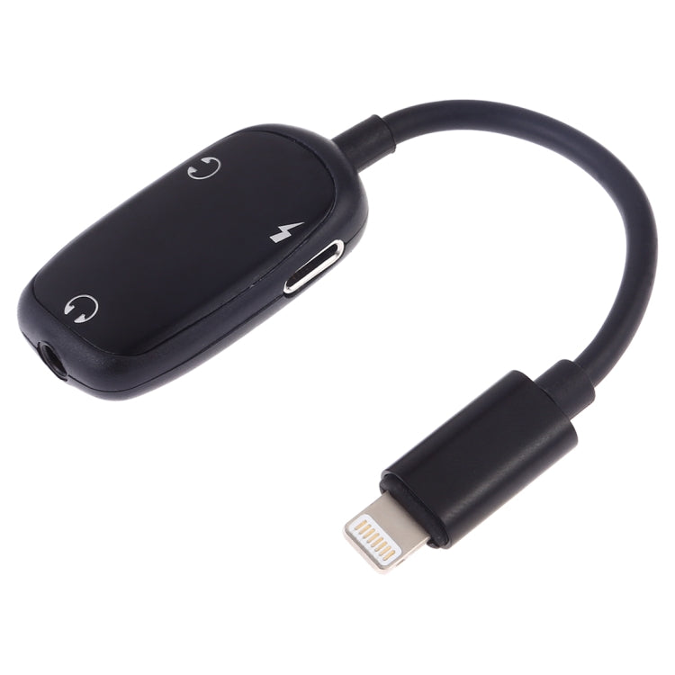 8 Pin to 8 Pin Charging Interface + 8 Pin Earphone Interface + 3.5mm Audio Interface Earphone Adapter(Black)