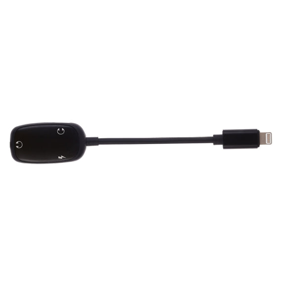 8 Pin to 8 Pin Charging Interface + 8 Pin Earphone Interface + 3.5mm Audio Interface Earphone Adapter(Black)