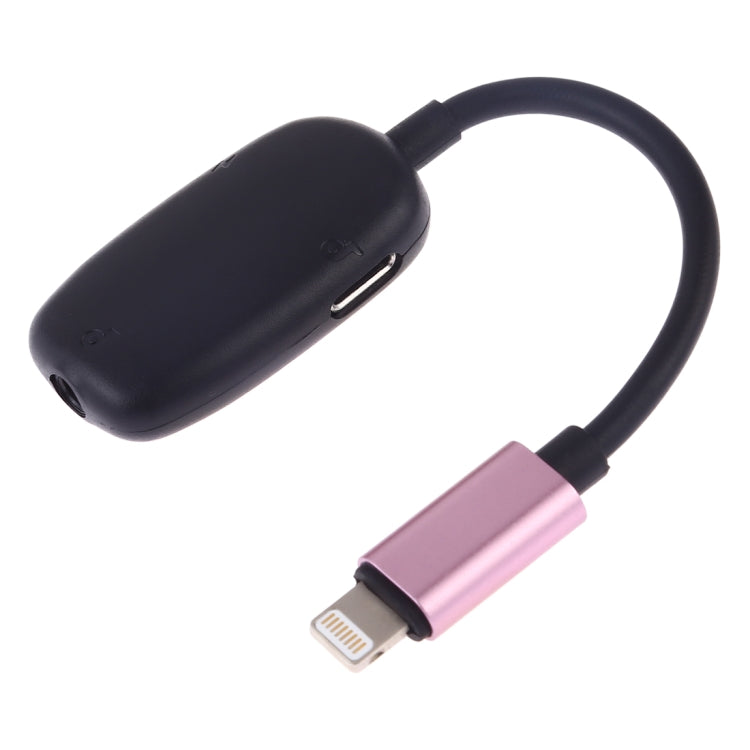 8 Pin to 8 Pin Charging Interface + 8 Pin Earphone Interface + 3.5mm Audio Interface Earphone Adapter(Pink)