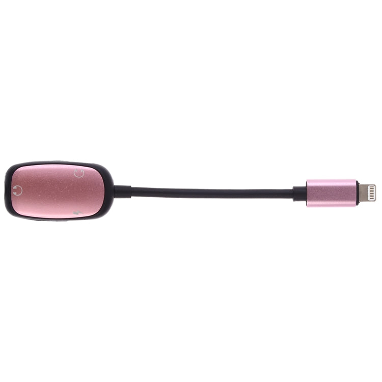 8 Pin to 8 Pin Charging Interface + 8 Pin Earphone Interface + 3.5mm Audio Interface Earphone Adapter(Pink)