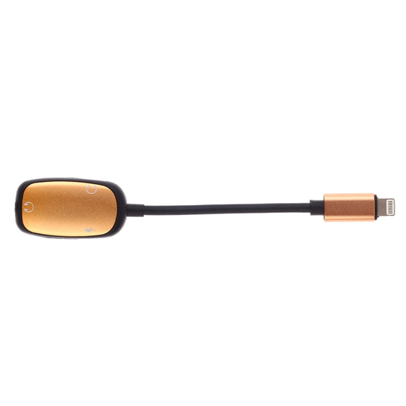 8 Pin to 8 Pin Charging Interface + 8 Pin Earphone Interface + 3.5mm Audio Interface Earphone Adapter(Gold)