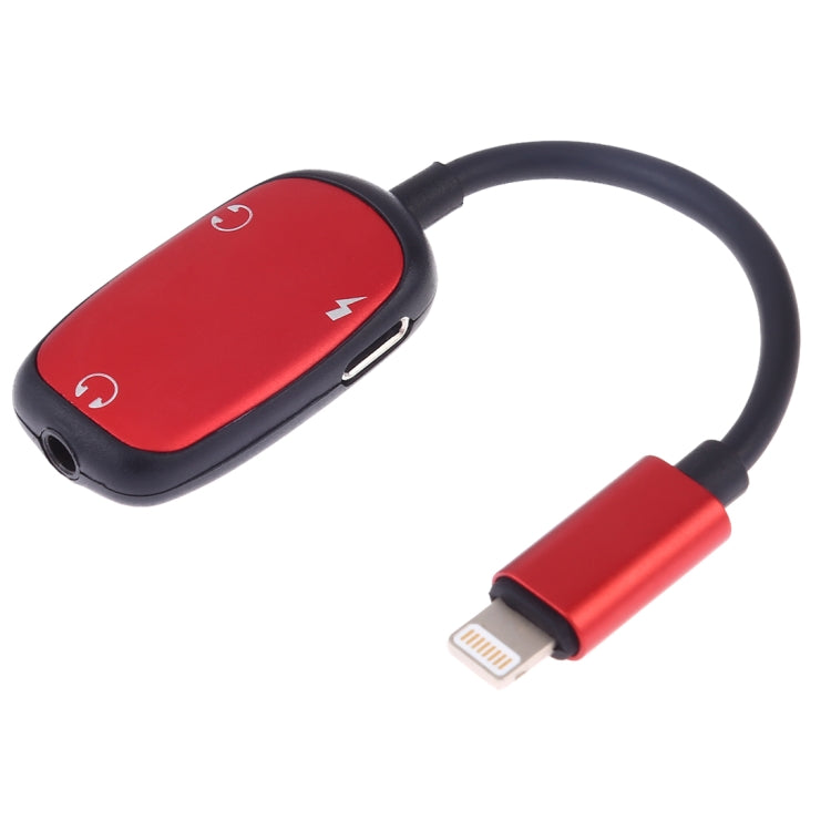 8 Pin to 8 Pin Charging Interface + 8 Pin Earphone Interface + 3.5mm Audio Interface Earphone Adapter(Red)