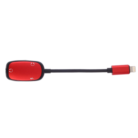 8 Pin to 8 Pin Charging Interface + 8 Pin Earphone Interface + 3.5mm Audio Interface Earphone Adapter(Red)