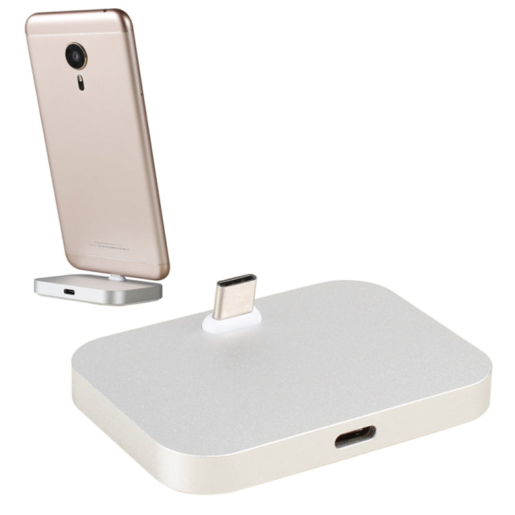 USB-C / Type-C Aluminum Alloy Desktop Station Dock Charger(Silver)