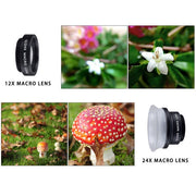 APEXEL APL-24X-H 2 in 1 Universal External 12X & 24X Macro Mobile Phone Lens with Lens Hood