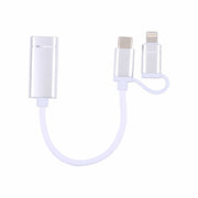 USB 3.0 Female to 8 Pin + USB-C / Type-C Male Charging + Transmission OTG Nylon Braided Adapter Cable, Cable Length: 11cm(Silver + White)