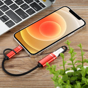 USB 3.0 Female to 8 Pin + USB-C / Type-C Male Charging + Transmission OTG Nylon Braided Adapter Cable, Cable Length: 11cm(Red)