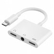 3 in 1 USB-C + 3.5mm + 3.5mm to USB-C Digital Charge Audio Adapter (White) - Audio Adapter by PMC TechLife | Online Shopping South Africa | PMC TechLife