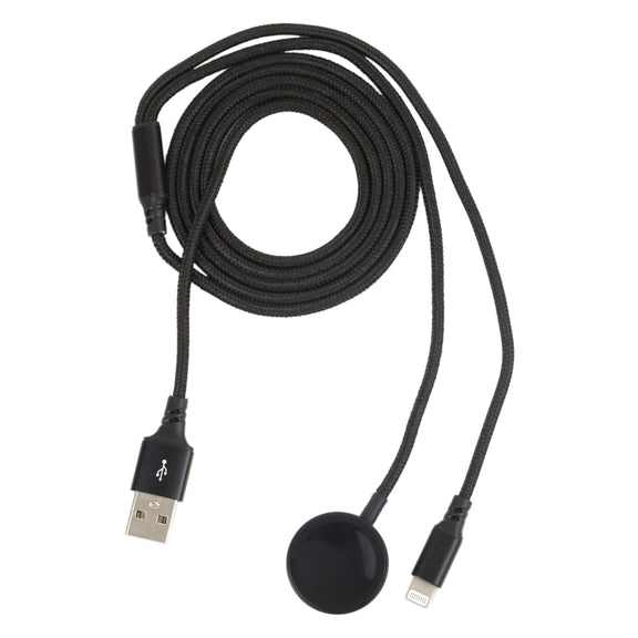 For iPhone / Apple Watch 2 In 1 8 Pin + Magnetic Charging Base Multi-function Charging Cable, Length: 1m(Black)
