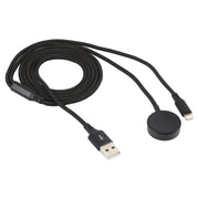 For iPhone / Apple Watch 2 In 1 8 Pin + Magnetic Charging Base Multi-function Charging Cable, Length: 1m(Black)