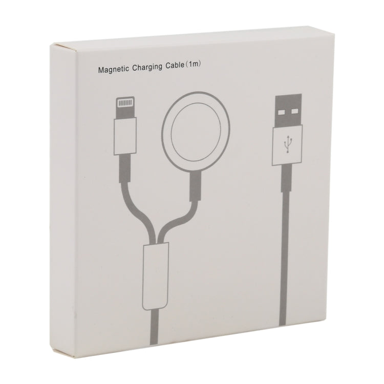 For iPhone / Apple Watch 2 In 1 8 Pin + Magnetic Charging Base Multi-function Charging Cable, Length: 1m(Blue)