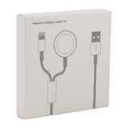 For iPhone / Apple Watch 2 In 1 8 Pin + Magnetic Charging Base Multi-function Charging Cable, Length: 1m(Red)