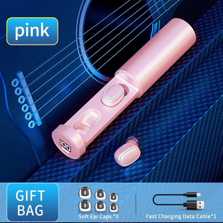 C1 Bluetooth 5.0 TWS Circular Chimney Touch Digital Display True Wireless Bluetooth Earphone with Charging Box(Pink)