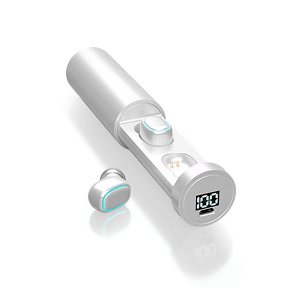 C1 Bluetooth 5.0 TWS Circular Chimney Touch Digital Display True Wireless Bluetooth Earphone with Charging Box(White)