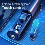C1 Bluetooth 5.0 TWS Circular Chimney Touch Digital Display True Wireless Bluetooth Earphone with Charging Box(Black)