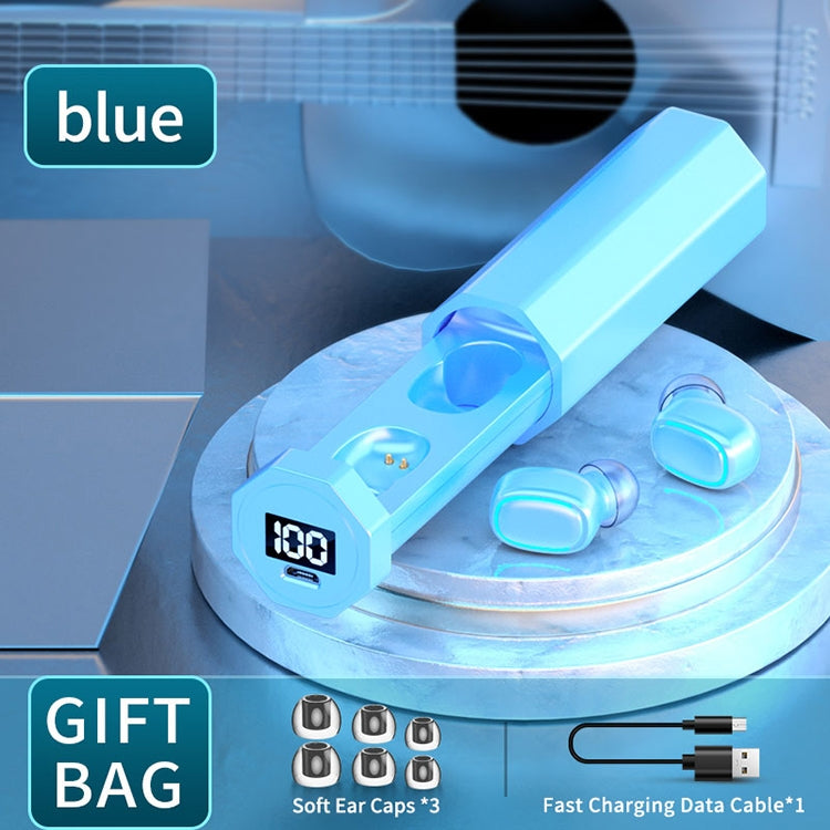 C1 Bluetooth 5.0 TWS Polygonal Touch Digital Display True Wireless Bluetooth Earphone with Charging Box(Blue)