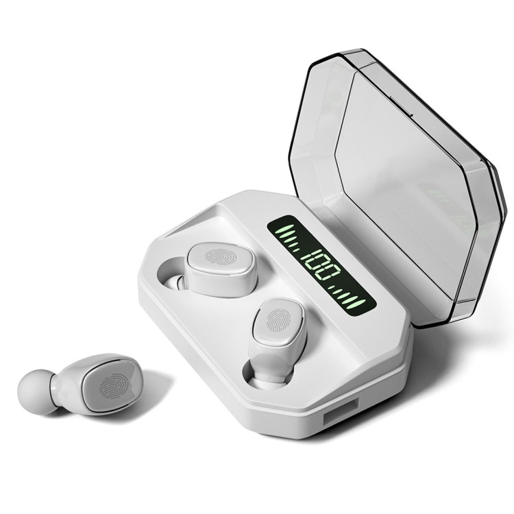 M8 Bluetooth 5.0 TWS Touch Digital Display True Wireless Bluetooth Earphone with Charging Box(White)